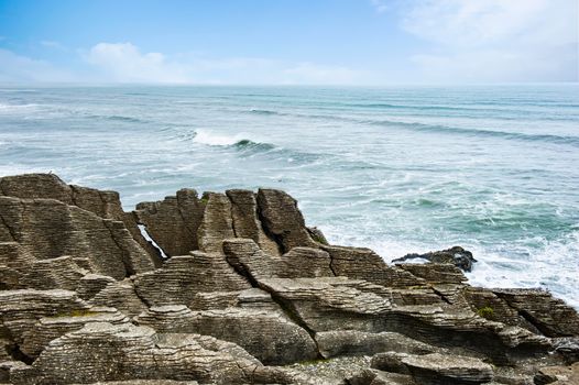 Pancake rocks in Punakaiki, Paparoa national park, New Zealand