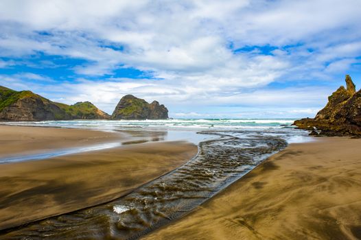 Mighty Lion Rock on the Piha beach near Auckland, New Zealand