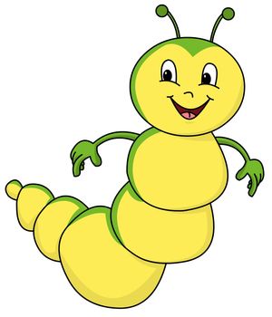 happy cartoon caterpillar isolated with white background