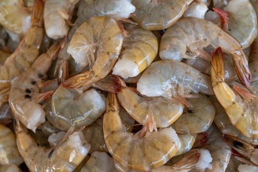 frozen tropical shrimp at the seafood market