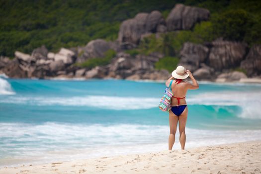 One beach on the Seychelles with big stones