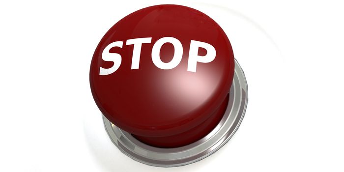 Stop button isolated with white background, 3D rendering