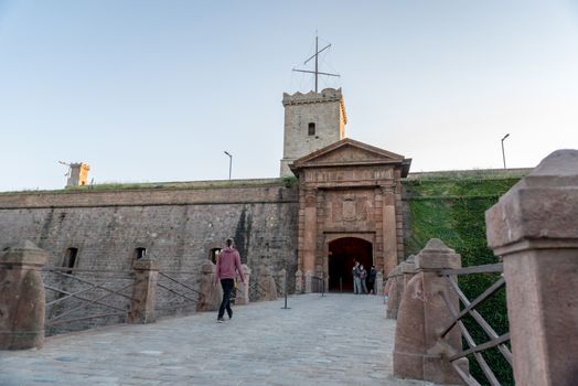 Barcelona , Spain : September 26 , 2020 : Montjuic Castle is an old military fortress, with roots dating back to 1640, built on top of Montjuïc hill in Barcelona
