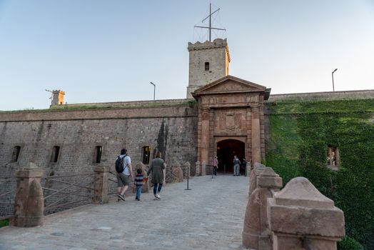 Barcelona , Spain : September 26 , 2020 : Montjuic Castle is an old military fortress, with roots dating back to 1640, built on top of Montjuïc hill in Barcelona