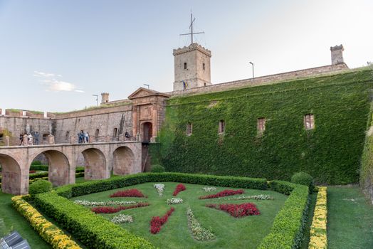 Barcelona , Spain : September 26 , 2020 : Montjuic Castle is an old military fortress, with roots dating back to 1640, built on top of Montjuïc hill in Barcelona