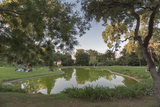 Barcelona, Spain : 2020 September 26 : Peope in the Mossen Cinto Verdaguer Gardens in Montjuic in Barcelona on Summer 2020.