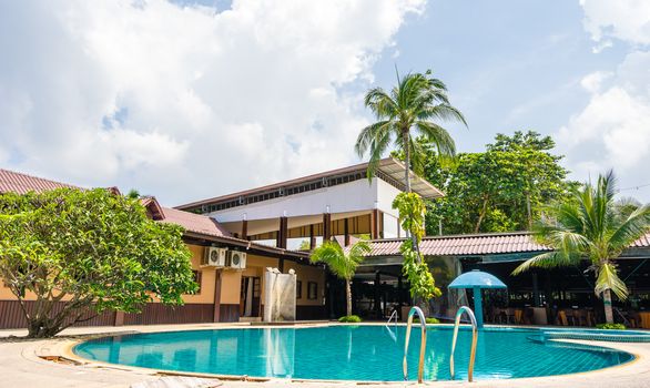 beautiful swimming pool in tropical resort