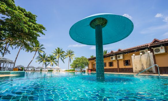 beautiful swimming pool in tropical resort