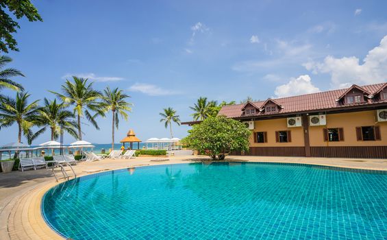 beautiful swimming pool in tropical resort