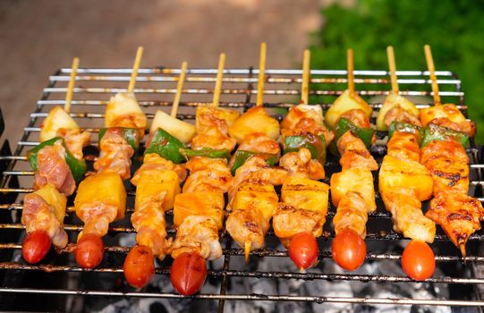 closeup of barbecue on grill