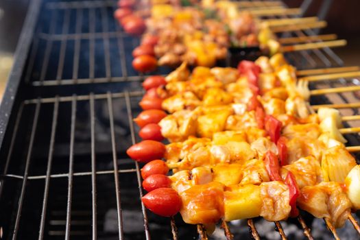 closeup of barbecue on grill