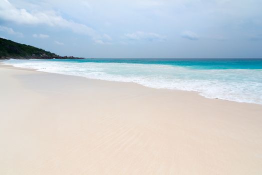 White sand beach on the Seychelles islands