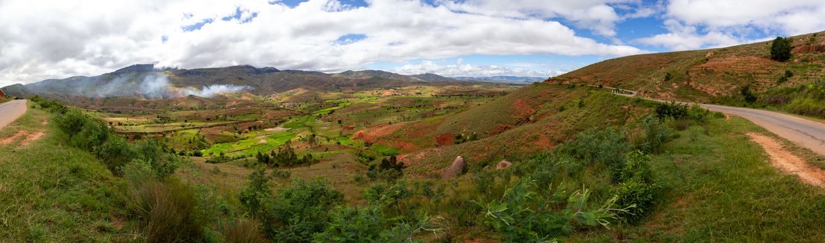 The Landscape shots of green fields and landscapes on the island of Madagascar