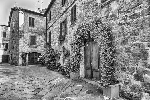 Medieval scenic streets in the town of Pienza, province of Siena, Tuscany, Italy