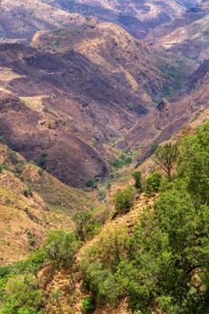 Canyon in beautiful Semien or Simien Mountains National Park landscape in Northern Ethiopia near lalibela and Gondar. Africa wilderness