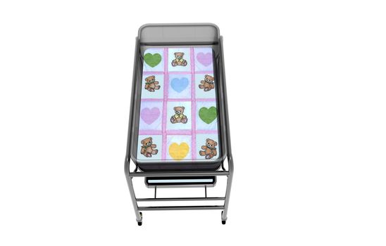 Metal changing trolley with wheels for babies