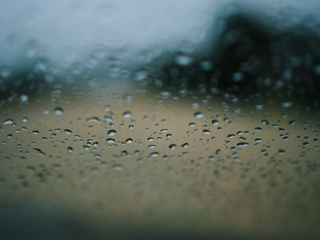 Rain drops on the glass during the heavy rains in the rainy season.