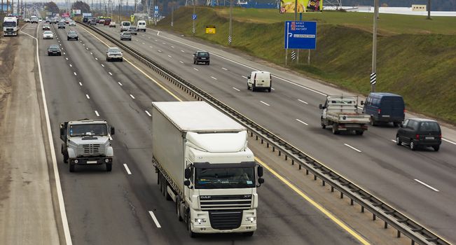 The movement of motor transport on the main road