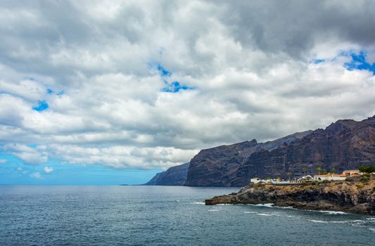 Seascape shoreline town of Los Gigantes in Tenerife (Spain)