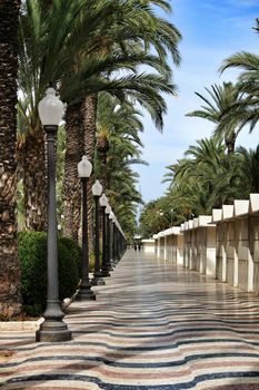 Beautiful Maritime promenade called Explanada in Alicante, Spain