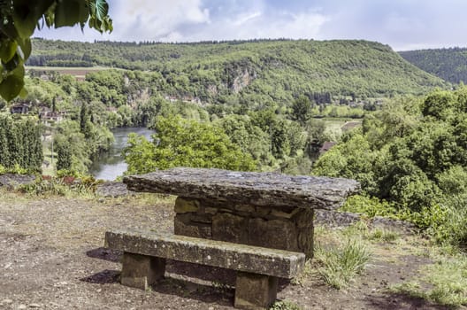 Typical landscape view of southern France in the Aveyron area