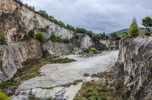 old abandoned limestone quarry on the island of zakynthos