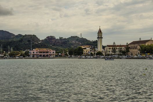 View of the city and port of zakynthos from the sea