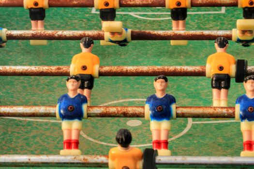 Old typical Spanish game of table soccer or foosball