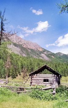 A forester's house in the woods. A night for forest workers.