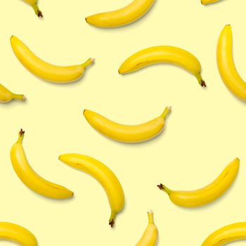 Bananas seamless pattern. pop art bananas pattern. Tropical abstract background with banana. Colorful fruit pattern of yellow banana on yellow background, flat lay