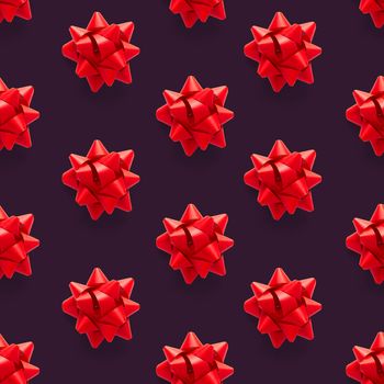 Seamless regular creative Christmas pattern with New Year decorations on purple background. xmas Modern Seamless pattern made from christmas decorations. Photo quality pattern for fabric, prints, wallpapers, banners or creative design works.