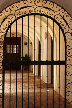 Lattice of entrance to patio of typical house of Castile-la Mancha community in Spain