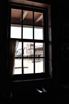 Old Tavern window in far western town