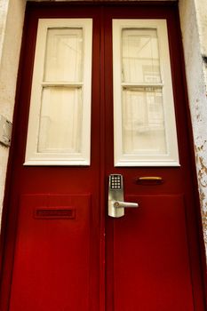 Tourist accommodation door with numeric key access in Lisbon, Portugal