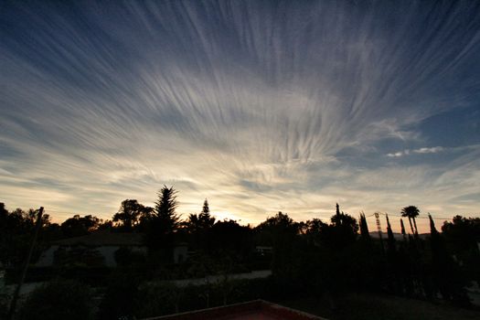 Clouds and lovely sky at Sunset in Alicante in spring