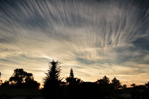 Clouds and lovely sky at Sunset in Alicante in spring