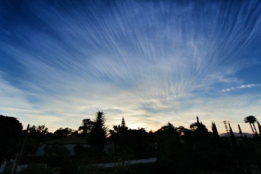Clouds and lovely sky at Sunset in Alicante in spring