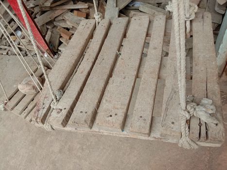 wooden scale for weighting timber on shop