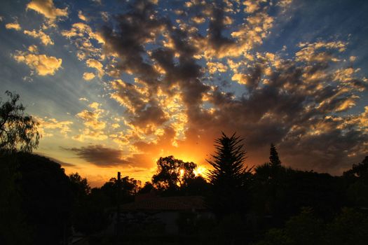 Clouds and lovely sky at Sunset in Alicante in spring