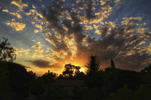Clouds and lovely sky at Sunset in Alicante in spring