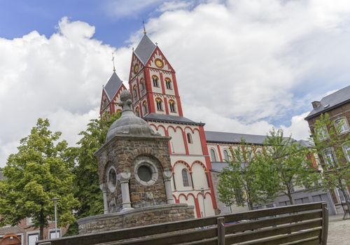 Collegiate Church of St. Bartholomew by cloudy day, Liege, Belgium