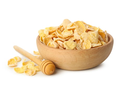 Dipper and bowl of muesli isolated on white background