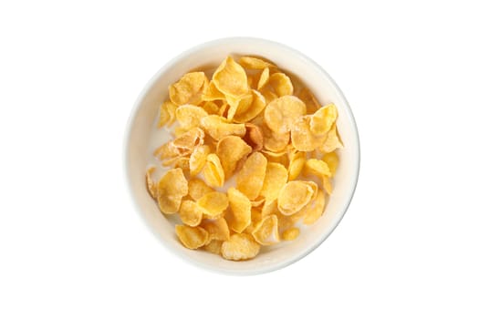 Bowl with muesli and milk isolated on white background