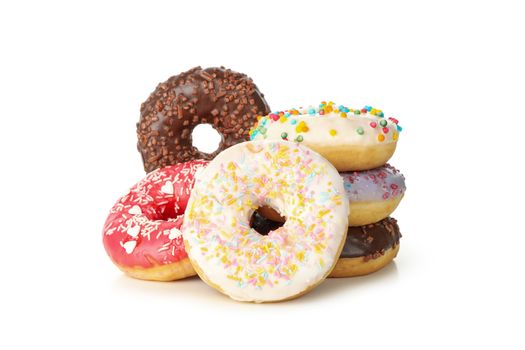 Tasty baked donuts isolated on white background