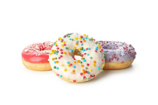 Tasty baked donuts isolated on white background