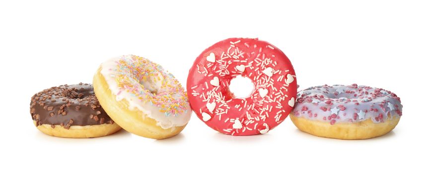 Tasty baked donuts isolated on white background