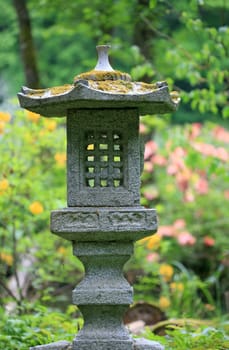 Small stone temple in a Japanese garden