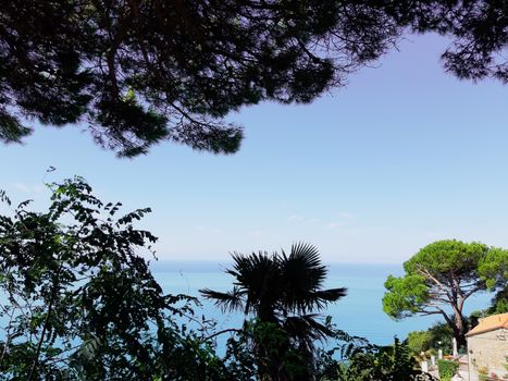 Cinque Terre, Italy - 09/02/2020: Beautiful landscape of a coastal fishing village, amazing view on many little colorful houses, traditional architecture of the little Italian town called Cinque Terre