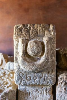 Symbol of the moon on stone slab found at Yeha, Great Temple of the Moon from 700 BC in Yeha, capital of the pre-Aksumite kingdom. Ethiopia Africa