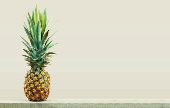 Pineapple on wooden with the white background.